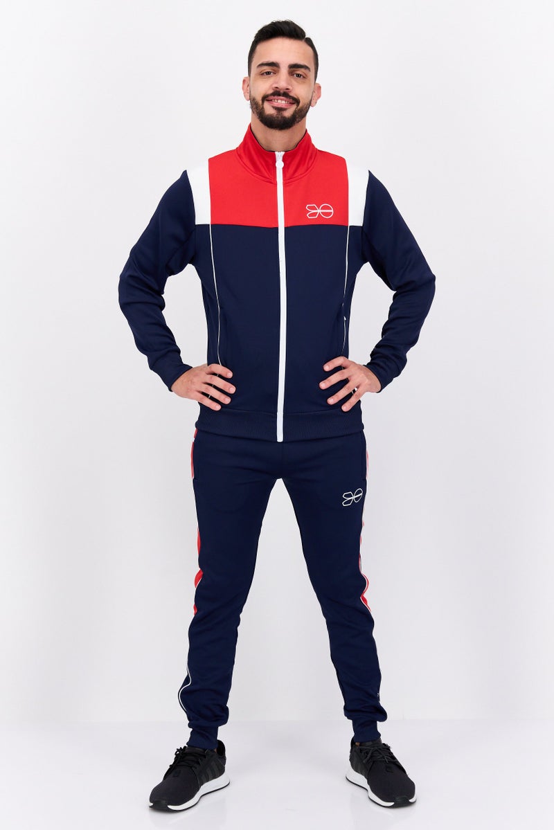 CROSSHATCH Men 2 Piece Sportswear Fit Training Tracksuit Set, Navy Combo - Image 1