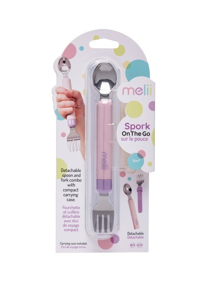 melii Detachable Spoon And Fork With Case, Pink & Purple