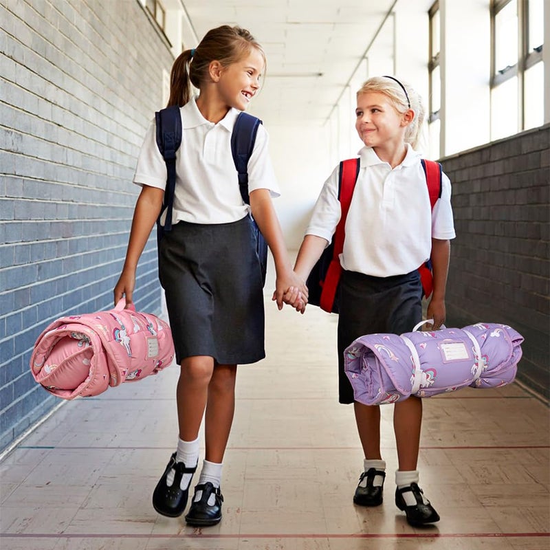 Primlect Thickened Toddler Nap Mat with Removable Pillow and Minky Blanket, Extra Large 55''x35'' Sleeping Bag, Washable, Roll up, Perfect for Daycare, Preschool, Kindergarten, Boys and Girls Pink - Image 5