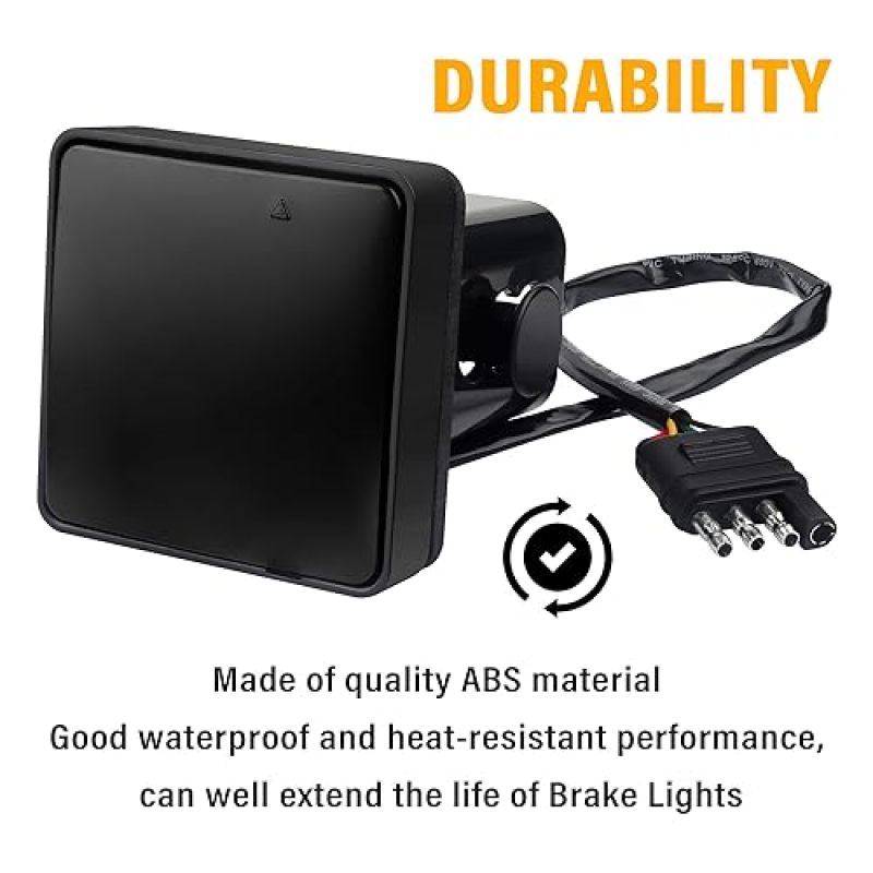 LED Trailer Light 15-LED 1000 Lumens 2-Inch Hitch Mount Brake Light - Waterproof All-Weather ABS Housing Plug-and-Play Trailer Tail Light for Towing Safety - Image 3