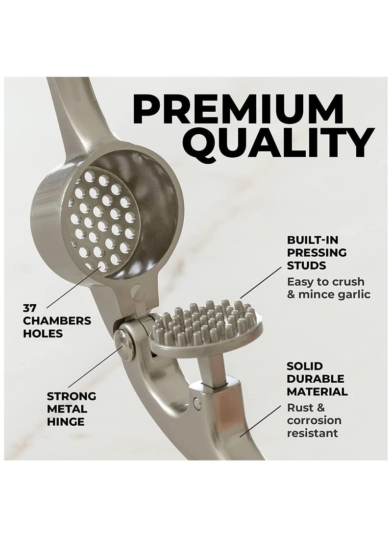 TOP CHOICE - Garlic Press Stainless Steel Premium Professional Kitchen Garlic Crusher Ergonomic Handle Rust Proof Easy Squeeze Clean Dishwasher Safe Kitchen Cooking Gadget - Image 1