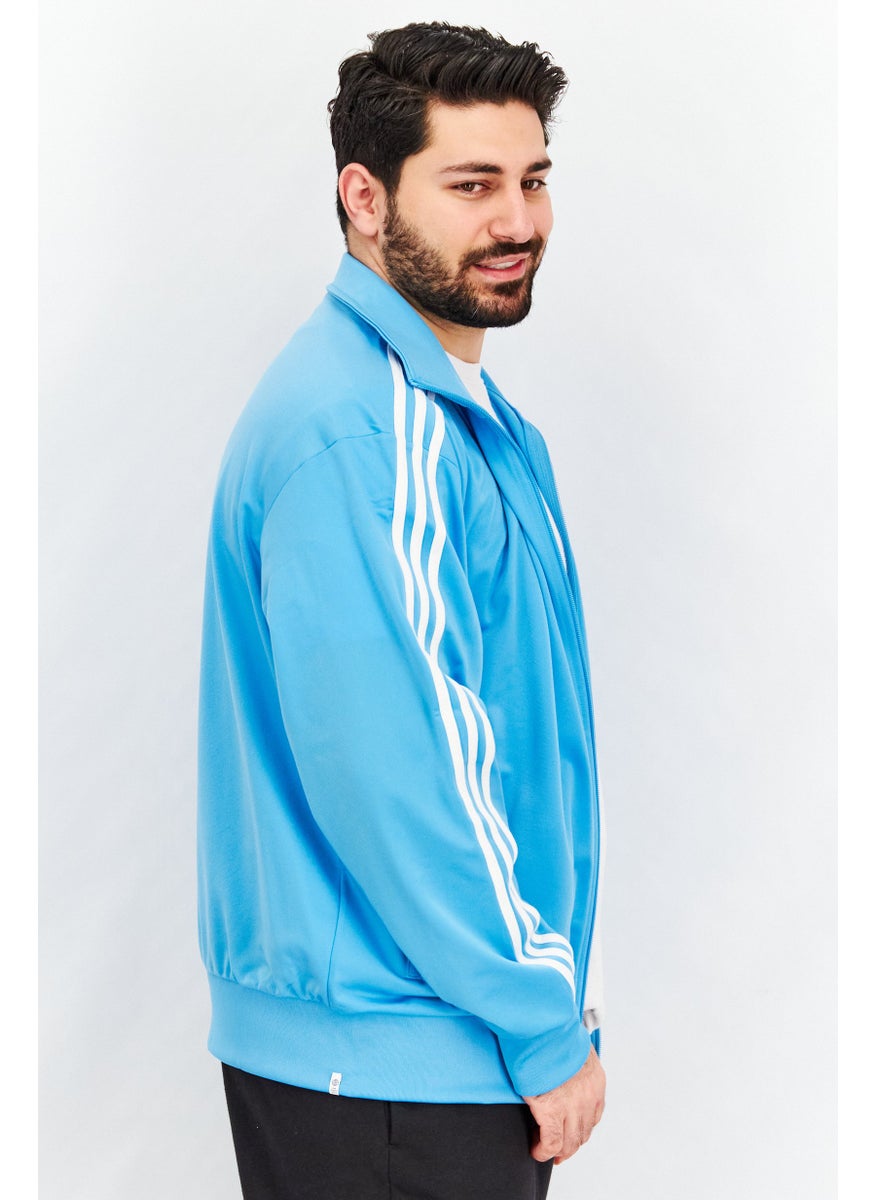 adidas Originals - Men Regular Fit Full Zip Long Sleeve Training Sweatshirts, Blue - Image 1
