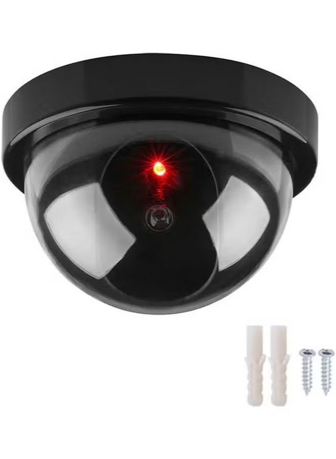1-Piece Dummy Dome Security Camera – Fake Surveillance with Flashing Red Light (Black) - Image 2