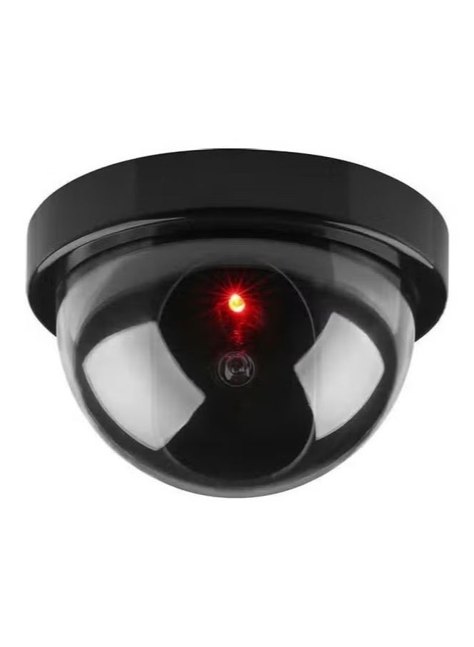 1-Piece Dummy Dome Security Camera – Fake Surveillance with Flashing Red Light (Black) - Image 1