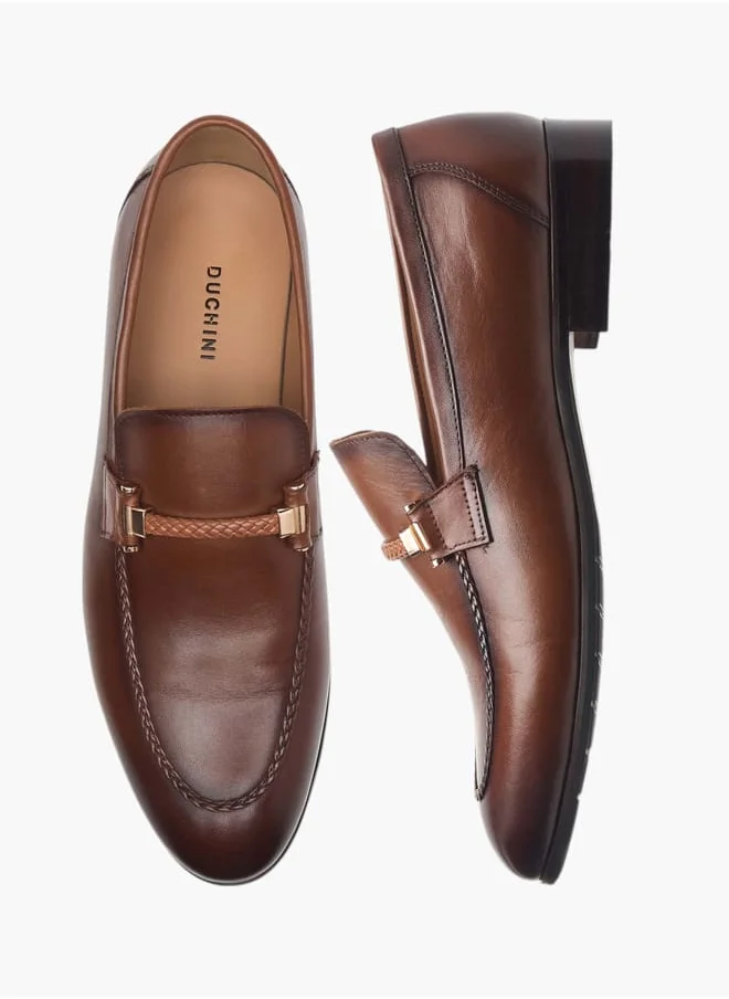 دوتشيني Men's Solid Slip-On Loafers