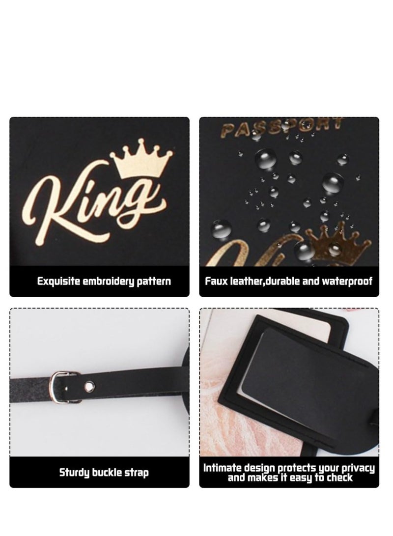 Couple Leather Luggage Tags and Passport Holders Set Perfect for Honeymoon and Wedding Gifts 4 Pack - Image 4