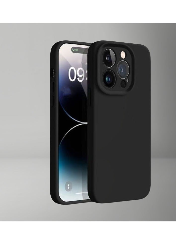 Ultra-thin Mobile Phone Case For iPhone 15 Pro Straight Edge Imitation Liquid Silicone Mobile Phone Case 6.1 Inches Anti-fall Protective Cover (Black) - Image 2