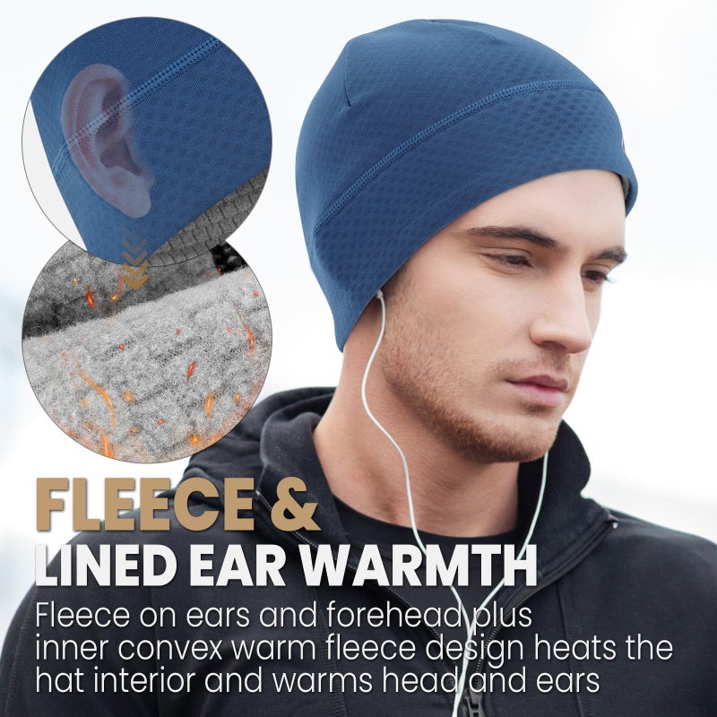 AOPREL Skull Cap for Men & Women - Unidirectional Moisture Absorption & Sweat Wicking Quick-Dry Technology Running Beanie Hat, Breathable Skull Cap Beanie, Windproof Thermal Helmet Liner Royal Blue - Image 3