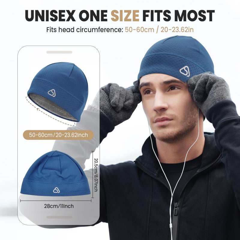 AOPREL Skull Cap for Men & Women - Unidirectional Moisture Absorption & Sweat Wicking Quick-Dry Technology Running Beanie Hat, Breathable Skull Cap Beanie, Windproof Thermal Helmet Liner Royal Blue - Image 4