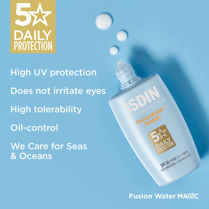 ISDIN Fotoprotector Fusion Water Magic Spf 50 [50Ml] – Oil-Free Daily Facial Sunscreen With Vitamin E And Hyaluronic Acid For An Invisible Finish - Image 2