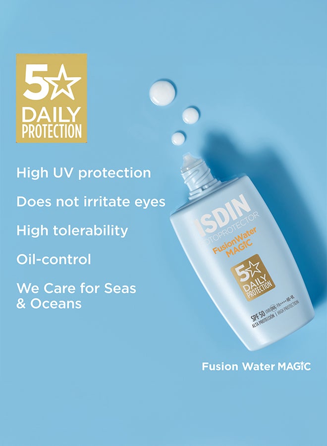 ISDIN Fotoprotector Fusion Water Magic Spf 50 [50Ml] – Oil-Free Daily Facial Sunscreen With Vitamin E And Hyaluronic Acid For An Invisible Finish - Image 3