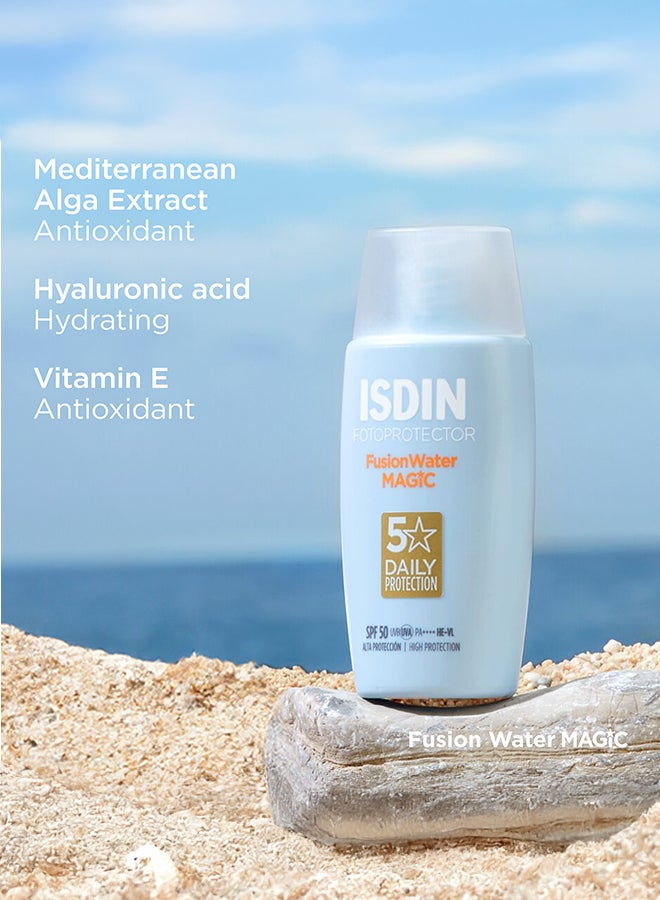ISDIN Fotoprotector Fusion Water Magic Spf 50 [50Ml] – Oil-Free Daily Facial Sunscreen With Vitamin E And Hyaluronic Acid For An Invisible Finish - Image 4