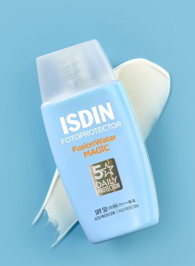 ISDIN Fotoprotector Fusion Water Magic Spf 50 [50Ml] – Oil-Free Daily Facial Sunscreen With Vitamin E And Hyaluronic Acid For An Invisible Finish - Image 2