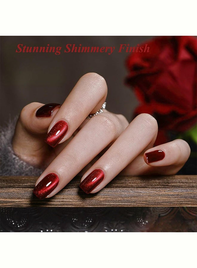 MISS Cat Eye Gel Nail Polish Red, 12D Red Cat Eye Gel Nail Polish with Magnet, Long Lasting Magnetic Nailnolish Color for All Seasons, 7.5ml（002# Red） - Image 5