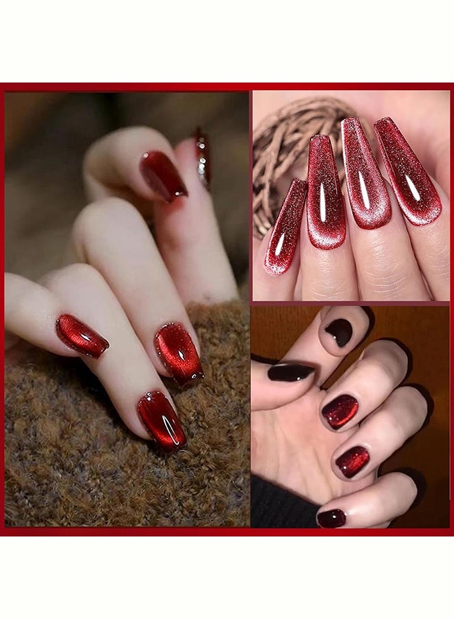MISS Cat Eye Gel Nail Polish Red, 12D Red Cat Eye Gel Nail Polish with Magnet, Long Lasting Magnetic Nailnolish Color for All Seasons, 7.5ml（002# Red） - Image 4