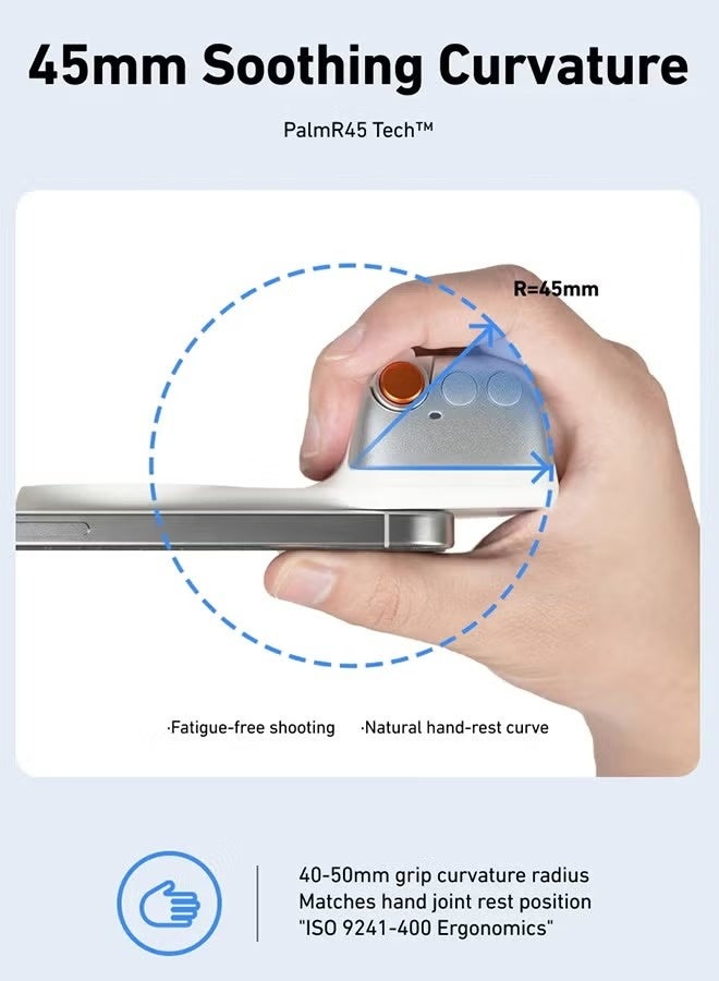 تيليسن TELESIN Fun Shot Magnetic Phone Camera DSLR Style Shutter Grip for iPhone & Android with Detachable Wireless Shutter Button - MFI Certified - 1/4" Screw - Comfort Ergonomic Camera Grip (مع ضوء ملء) - Image 5