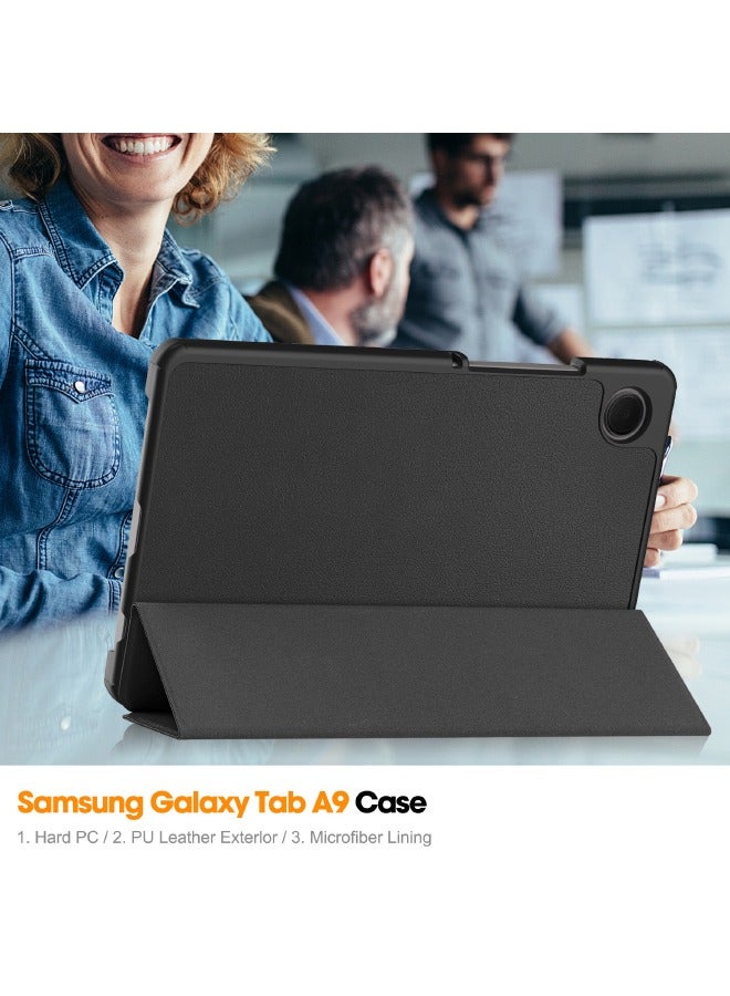 حافظة سامسونج جالاكسي تاب A9 مقاس 8.7 بوصة، حافظة تابلت ذكية ثلاثية الطي، حافظة صلبة قابلة للطي بزوايا متعددة الرؤية مع خاصية النوم التلقائي لجهاز سامسونج جالاكسي تاب A9 8.7 بوصة 2023، أسود - Image 5
