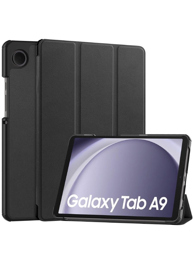 حافظة سامسونج جالاكسي تاب A9 مقاس 8.7 بوصة، حافظة تابلت ذكية ثلاثية الطي، حافظة صلبة قابلة للطي بزوايا متعددة الرؤية مع خاصية النوم التلقائي لجهاز سامسونج جالاكسي تاب A9 8.7 بوصة 2023، أسود - Image 1