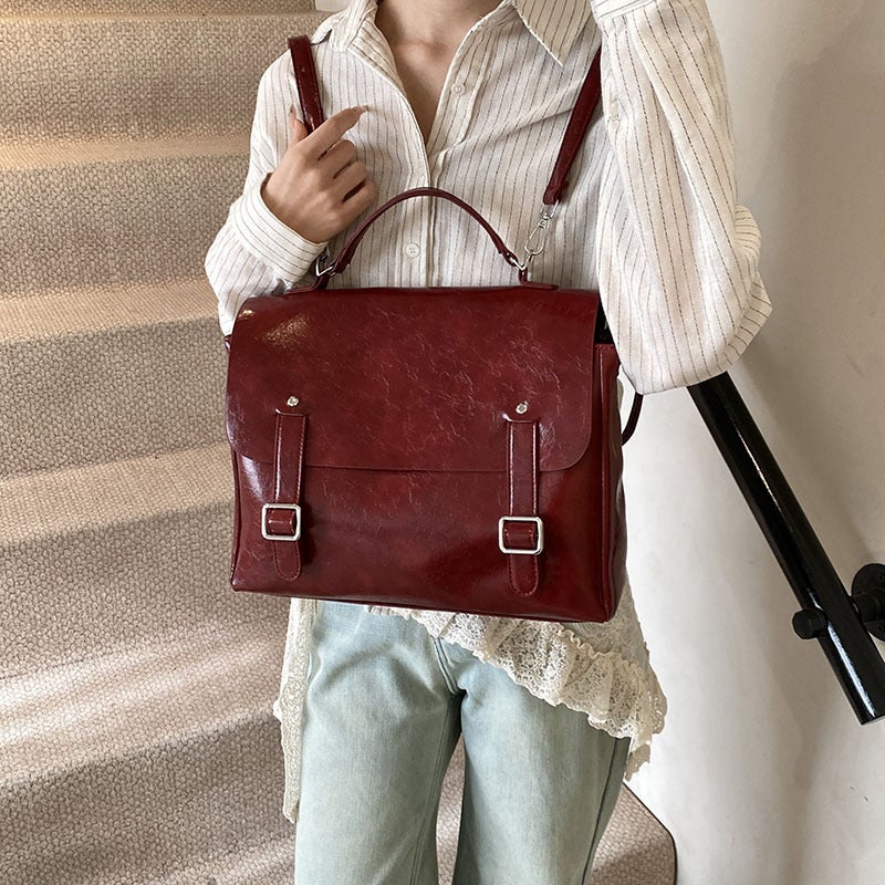 Fashionable Large Capacity Portable Tote Bag Women'S 2025 Spring New Retro High-Grade Texture College Style Backpack - Image 4