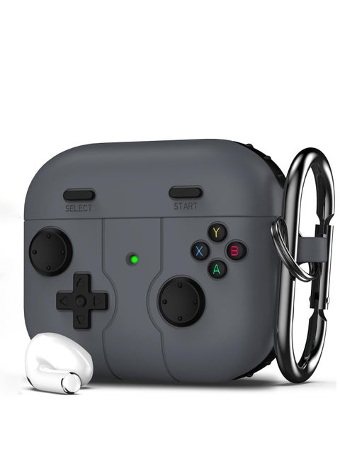 Soft Silicone Case Cover for AirPods 3rd Generation with Keychain, Fun Game Design for Kids and Teens, Compatible with Gen 3 Charging Case (Grey)