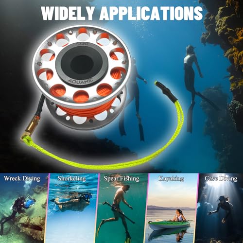 nitescuba Scuba Diving Reel 102FT Finger Reel with Dive Double-Ended Bolt Snap Clip Aluminum Scuba Dive Finger Spool Reel for Snorkeling Diving Fishing,silver - Image 3