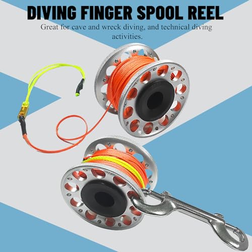 nitescuba Scuba Diving Reel 102FT Finger Reel with Dive Double-Ended Bolt Snap Clip Aluminum Scuba Dive Finger Spool Reel for Snorkeling Diving Fishing,silver - Image 2