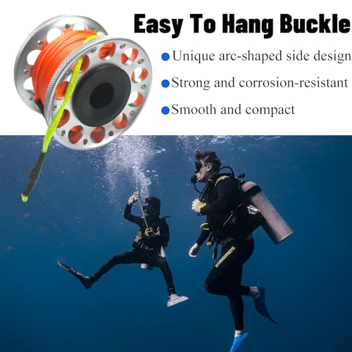 nitescuba Scuba Diving Reel 102FT Finger Reel with Dive Double-Ended Bolt Snap Clip Aluminum Scuba Dive Finger Spool Reel for Snorkeling Diving Fishing,silver - Image 5