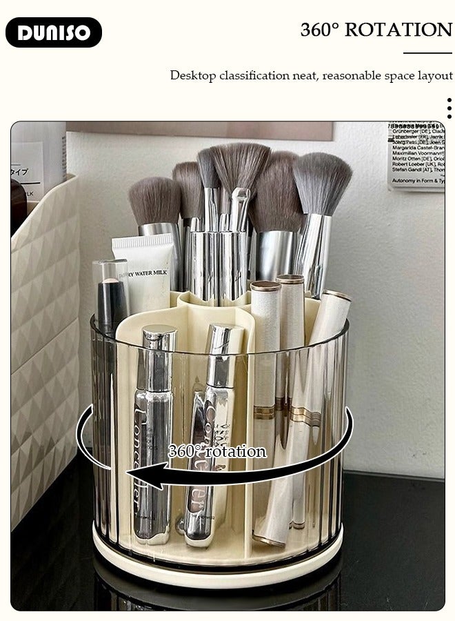 DUNISO Makeup Organizer with 2 Drawer, 360 Degree Rotating Large Capacity Skin Care Product Organizer, Cosmetic Display Cases with Makeup Brush Holder, Cosmetics Organizer for Bedroom Dresser Bathroom Vanity Countertop - Image 2