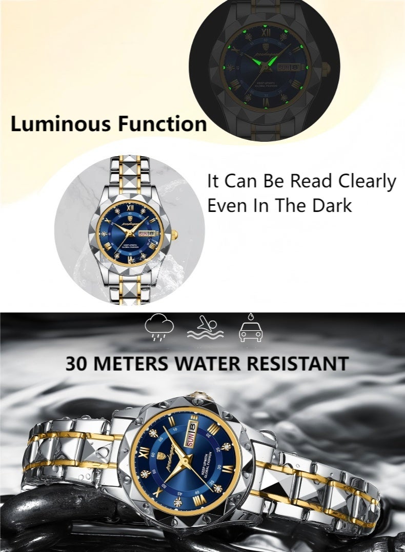 POEDAGAR Watch For Women Stainless Steel Quartz Luminous Water Resistant Watch - Image 4