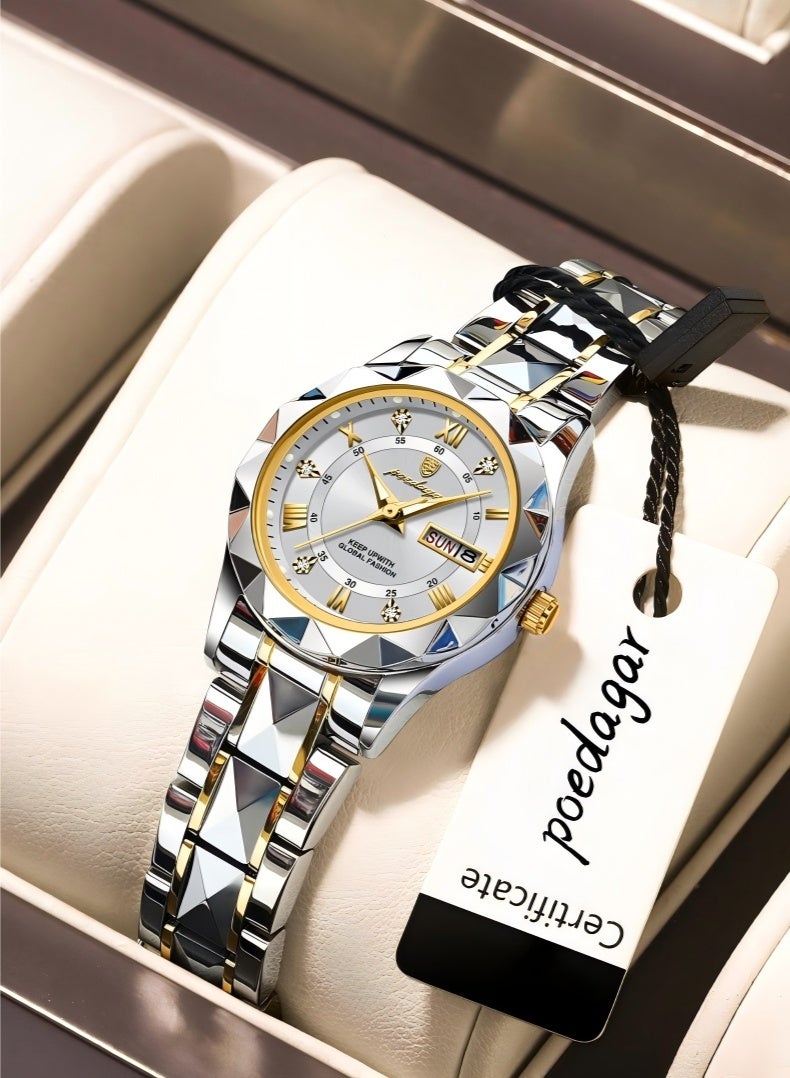 POEDAGAR Watch For Women Stainless Steel Quartz Luminous Water Resistant Watch - Image 1