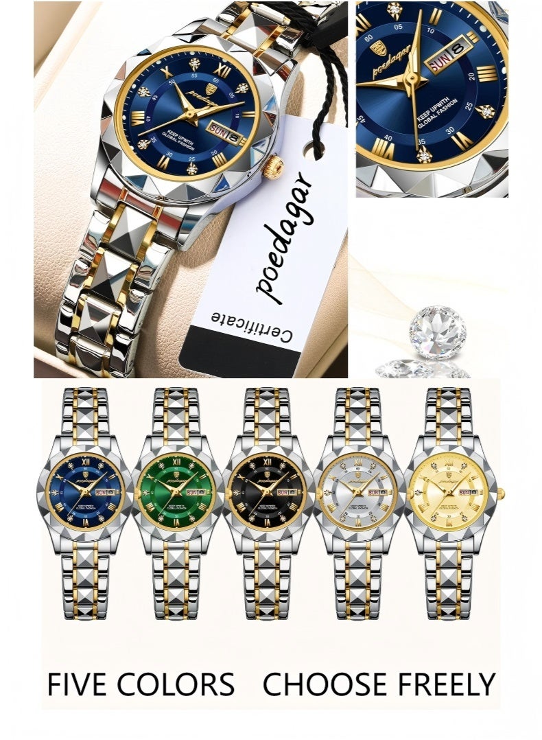 POEDAGAR Watch For Women Stainless Steel Quartz Luminous Water Resistant Watch - Image 5