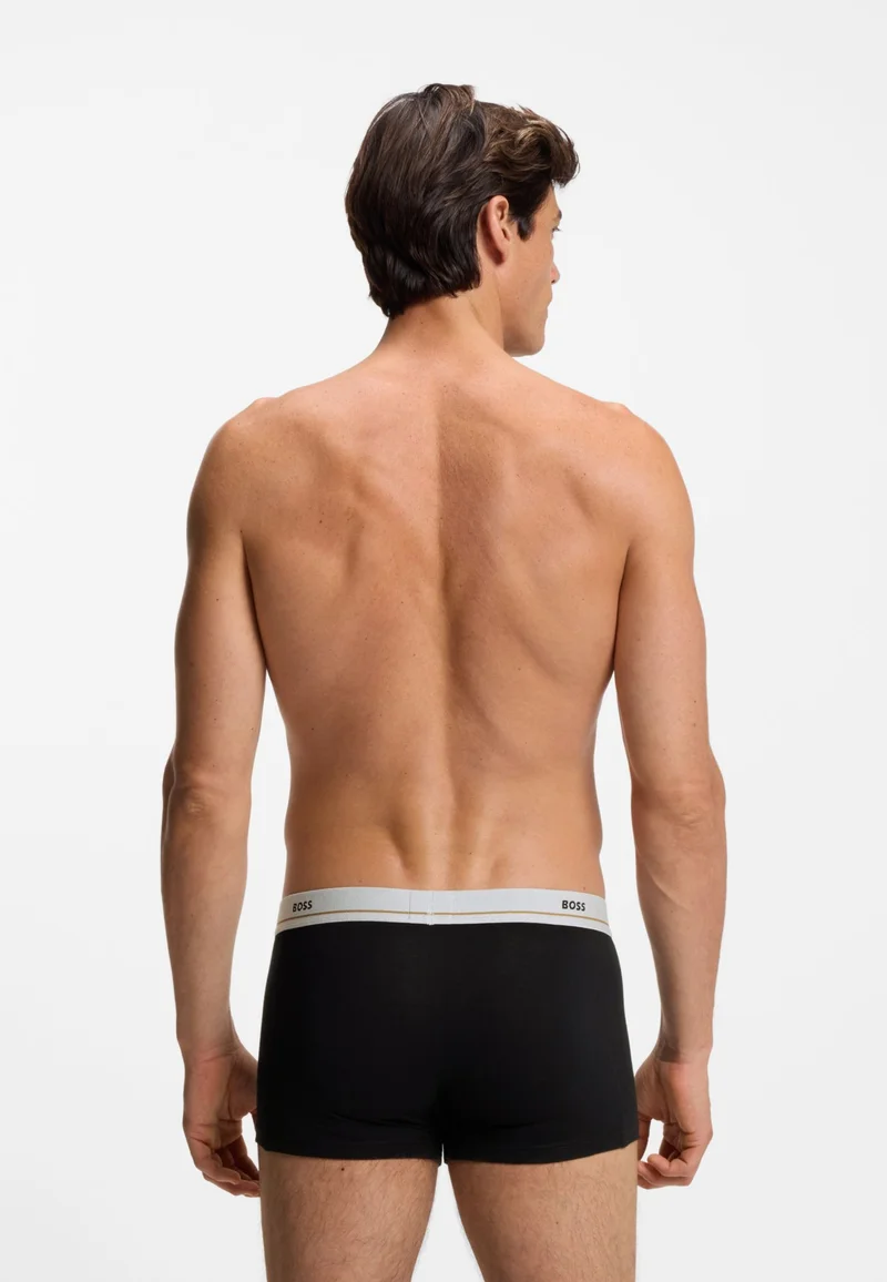 BOSS Five-pack of stretch-cotton trunks with logo waistbands