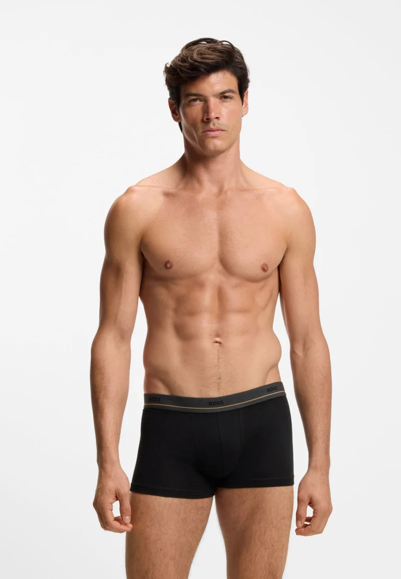 BOSS Five-pack of stretch-cotton trunks with logo waistbands