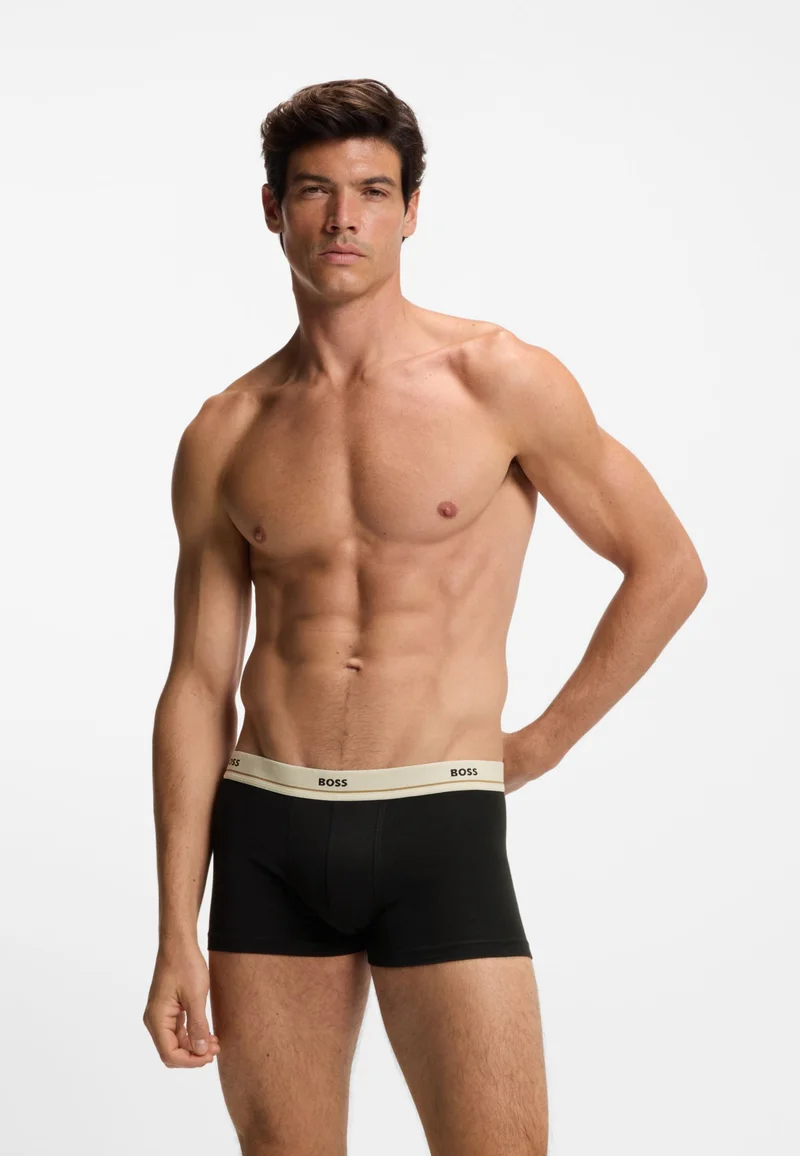 BOSS Five-pack of stretch-cotton trunks with logo waistbands