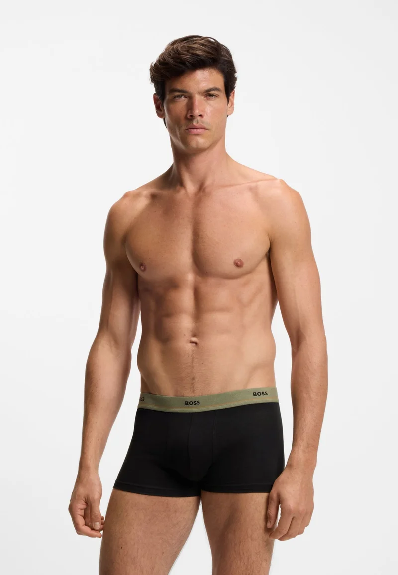 BOSS Five-pack of stretch-cotton trunks with logo waistbands