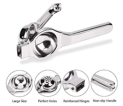 Kitchenbuzz Premium Stainless Steel Lemon Squeezer with Bottle Opener Manual Citrus Press Silver - Image 2