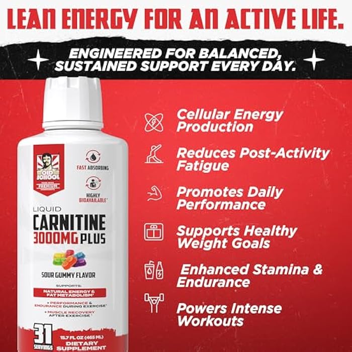 Old School Labs Liquid L-Carnitine 3000mg | Advanced 4-in-1 Formula with Acetyl L-Carnitine, L-Tartrate, ProGBB® & Vitamin B Complex, Stimulant-Free High Absorption L Carnitine Supplement for Energy & Metabolism 16oz - Image 2