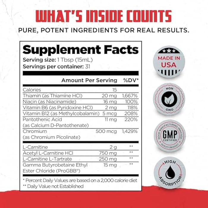 Old School Labs Liquid L-Carnitine 3000mg | Advanced 4-in-1 Formula with Acetyl L-Carnitine, L-Tartrate, ProGBB® & Vitamin B Complex, Stimulant-Free High Absorption L Carnitine Supplement for Energy & Metabolism 16oz - Image 4