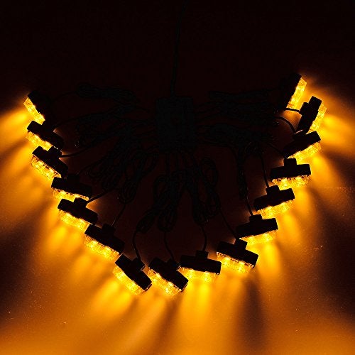 ANZIO 16x 12V 2-LED Amber Emergency Warning Hazard Strobe Light Bar Kit w/Clips Compatible with Truck Vehicle Car - Image 2