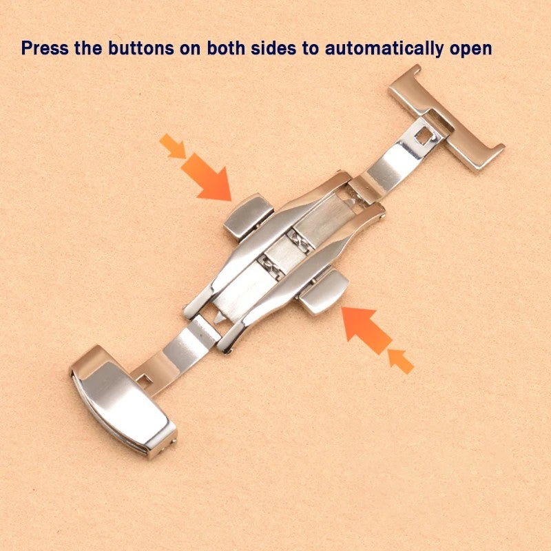 Bluejw Luxury High Quality Stainless Steel Folding Butterfly Buckle Deployment Clasp Buckle Rubber Nylon Leather Watch Strap Buckle - Image 3