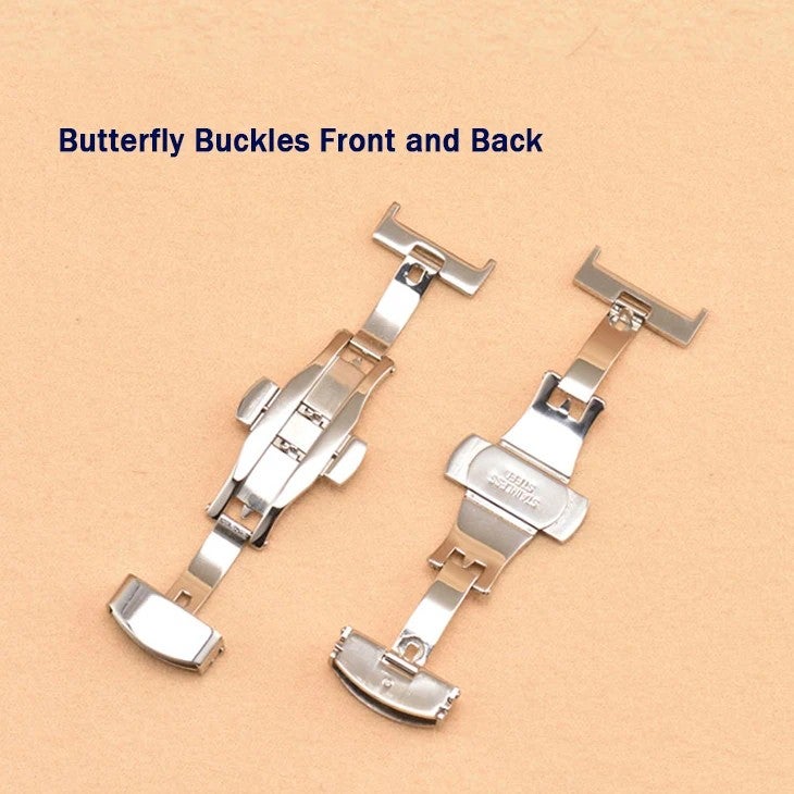 Bluejw Luxury High Quality Stainless Steel Folding Butterfly Buckle Deployment Clasp Buckle Rubber Nylon Leather Watch Strap Buckle - Image 4