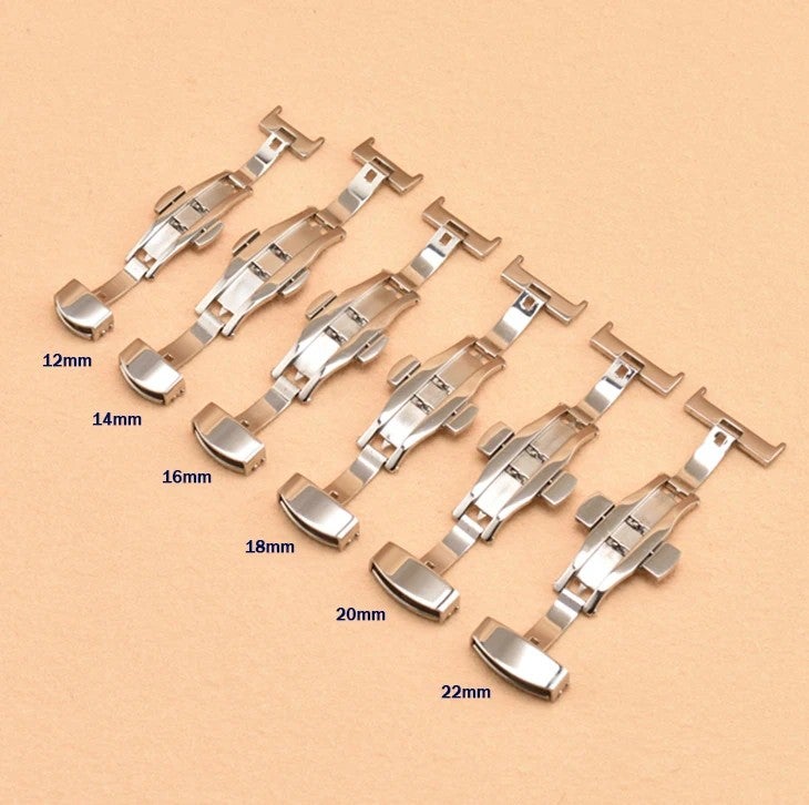 Bluejw Luxury High Quality Stainless Steel Folding Butterfly Buckle Deployment Clasp Buckle Rubber Nylon Leather Watch Strap Buckle - Image 2