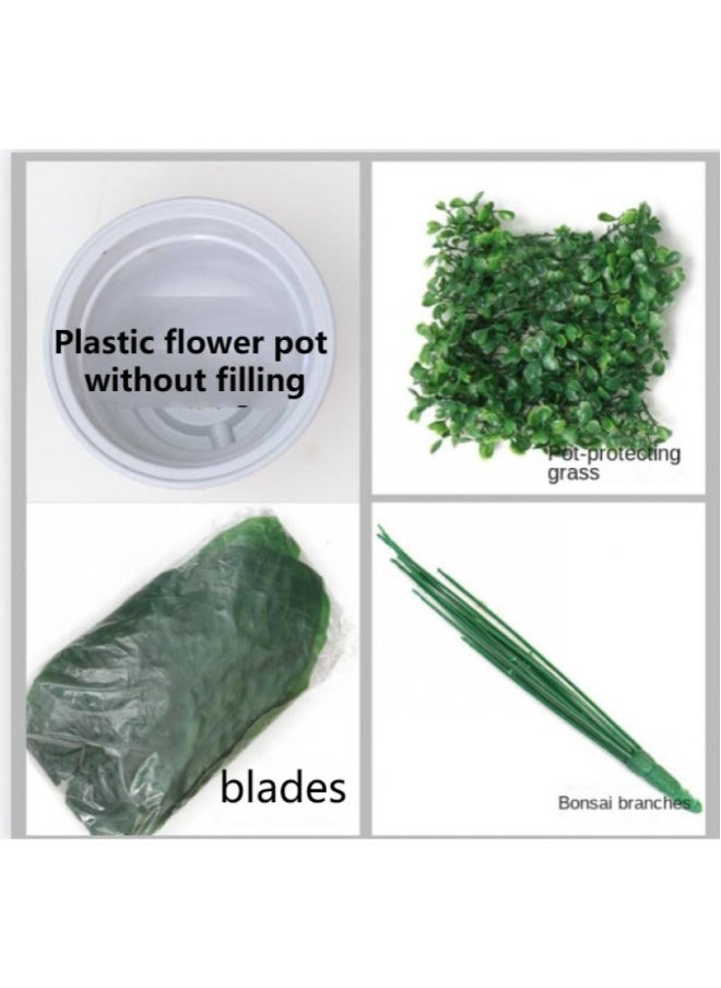 Generic 12 Forked Branches Simulated Plant Bonsai With Plastic Flower Pots Indoor Living Room Decoration Simulated Green Plants Potted Plants Artificial Flower Decorations Bonsai  - Image 2