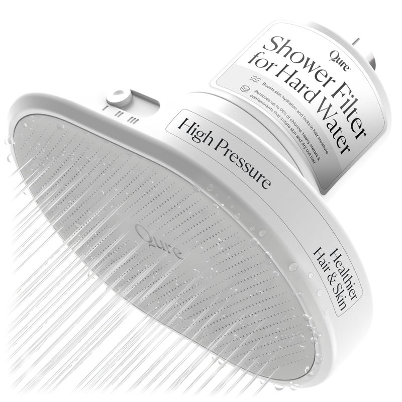 Qure Shower Filter Head for Hard Water healthier Hair Skin Nails Reduces 99 Chlorine High Pressure Showerhead Improve your Beauty and Skincare Routine Dermatologistapproved White - Image 2