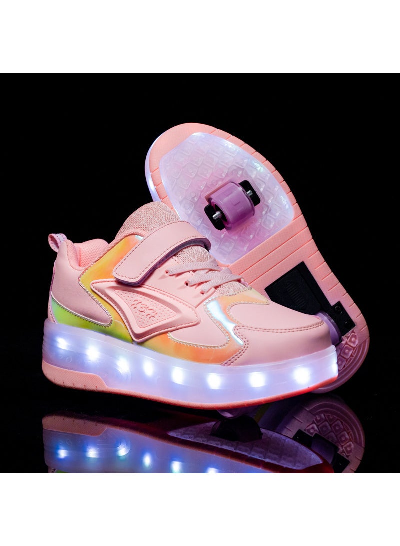 Sharpdo Roller Shoes Girls Boys Wheel Shoes Kids Roller Skates Shoes LED Light Up Wheel Shoes for Kids for Children - Image 3