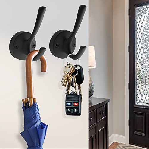 TOFIIGREM Black Wall Hooks, 6 Pack Coat Towel Hook Heavy Duty Metal Double Bath Robe Hook Wall Mounted, Hat Hooks for Cubicle Bathroom Kitchen Closet Garage - Image 4