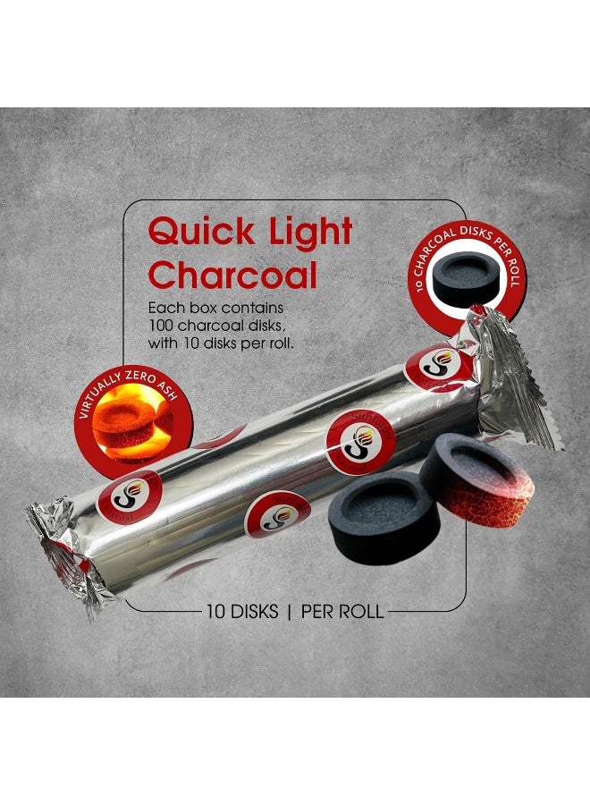 Sunlight Charcoal Tablets for Incense - Quick Light Coal Tablets - 33 mm Charcoal Discs - 100 Pack - Image 2