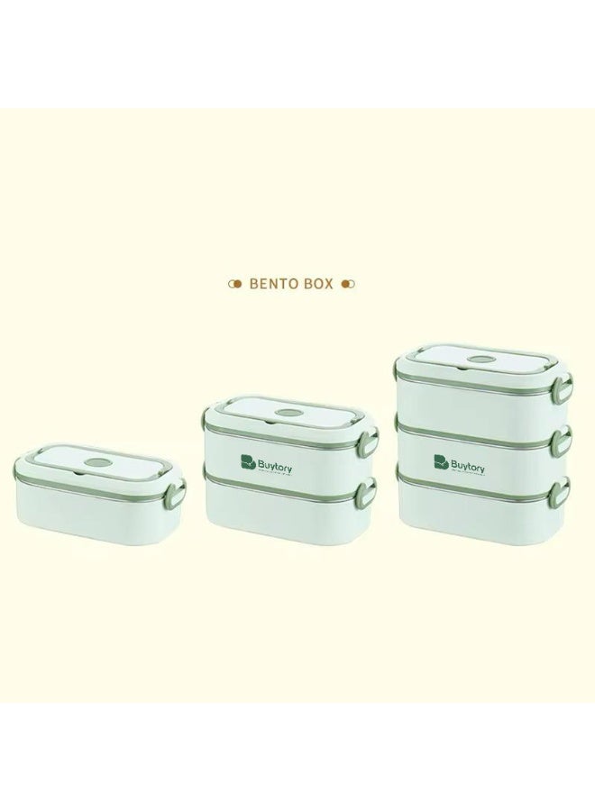 Buytory Large Bento Lunch Box for Adults (2.2L Capacity) – Reusable Meal Container with Lunch Bag, Spoon & Fork, 3 Compartments – Microwave & Dishwasher Safe – Ideal for Office, School, Picnic  - Image 3