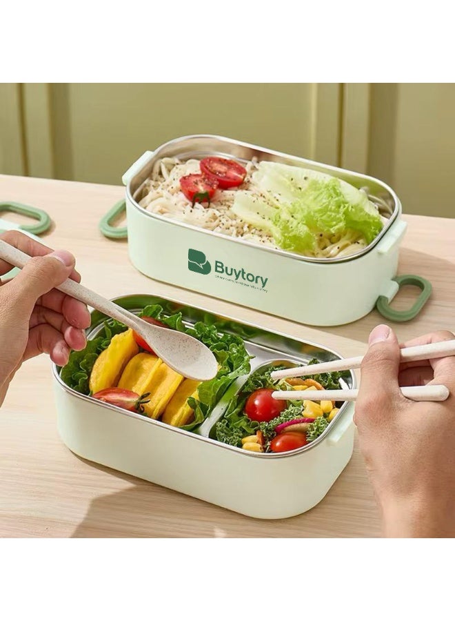 Buytory Large Bento Lunch Box for Adults (2.2L Capacity) – Reusable Meal Container with Lunch Bag, Spoon & Fork, 3 Compartments – Microwave & Dishwasher Safe – Ideal for Office, School, Picnic  - Image 4