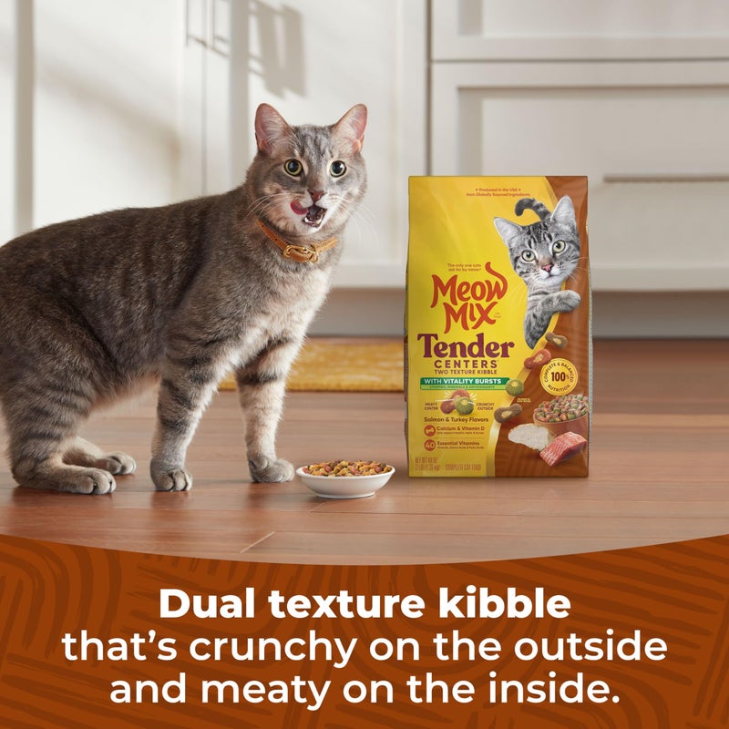 Meow Mix Tender Centers Dry Cat Food, Salmon & Turkey, 3 Pounds (Pack of 4), with Vitality Bursts - Image 3